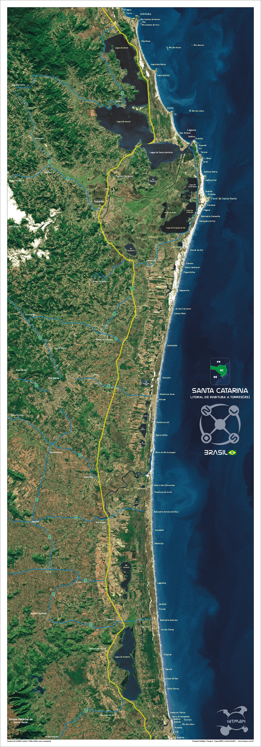 Poster Imbituba a Torres - Imagem de satelite LandSat 7
